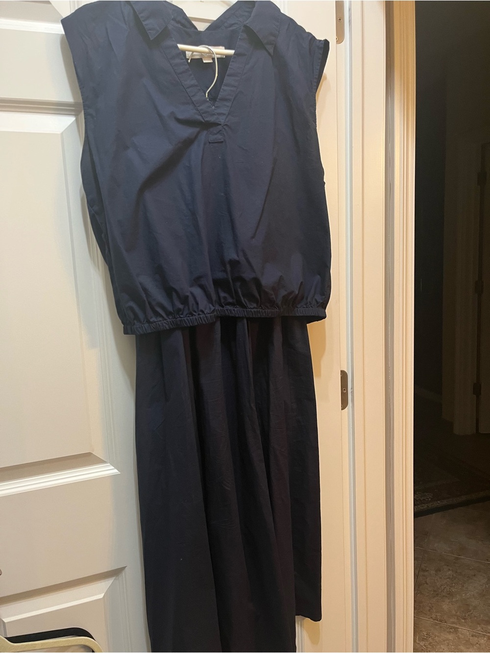 LOFT Navy Sleeveless V-Neck 2 piece set- top and skirt